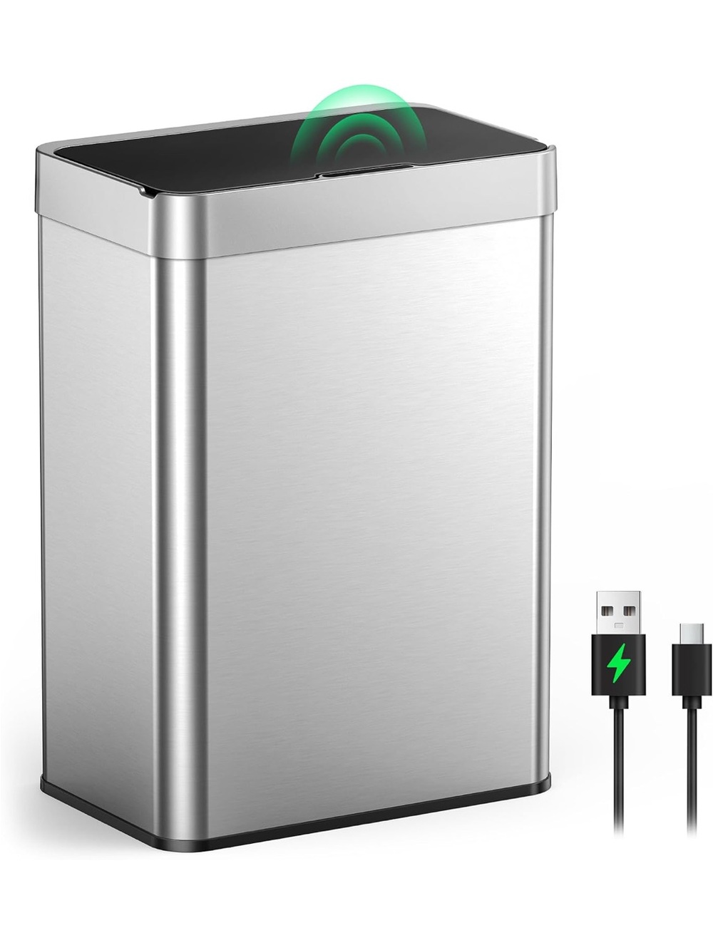 Automatic Touchless Stainless Steel Sensor Trash Can - Silver & Black